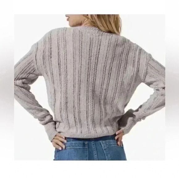 ASTR The Label Lavender Faux Wrap Pointelle Knit Lightweight Sweater Medium - Picture 3 of 8